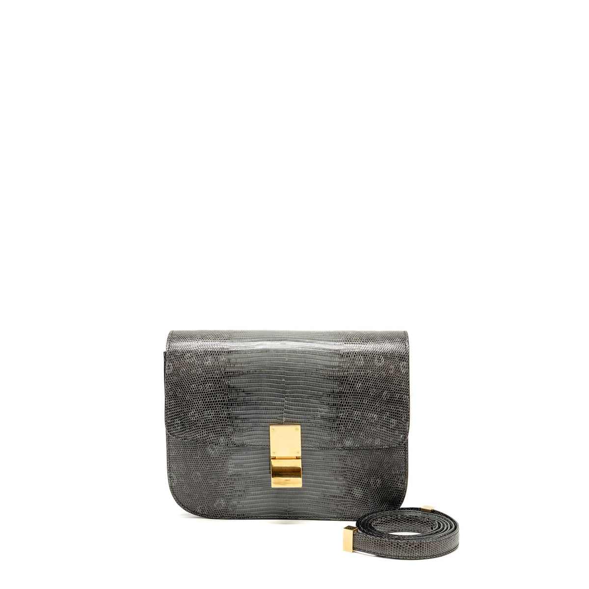 Celine Bags? Celine Medium Classic Box Bag Lizard Grey GHW Elegant Everyday Designer Handbag