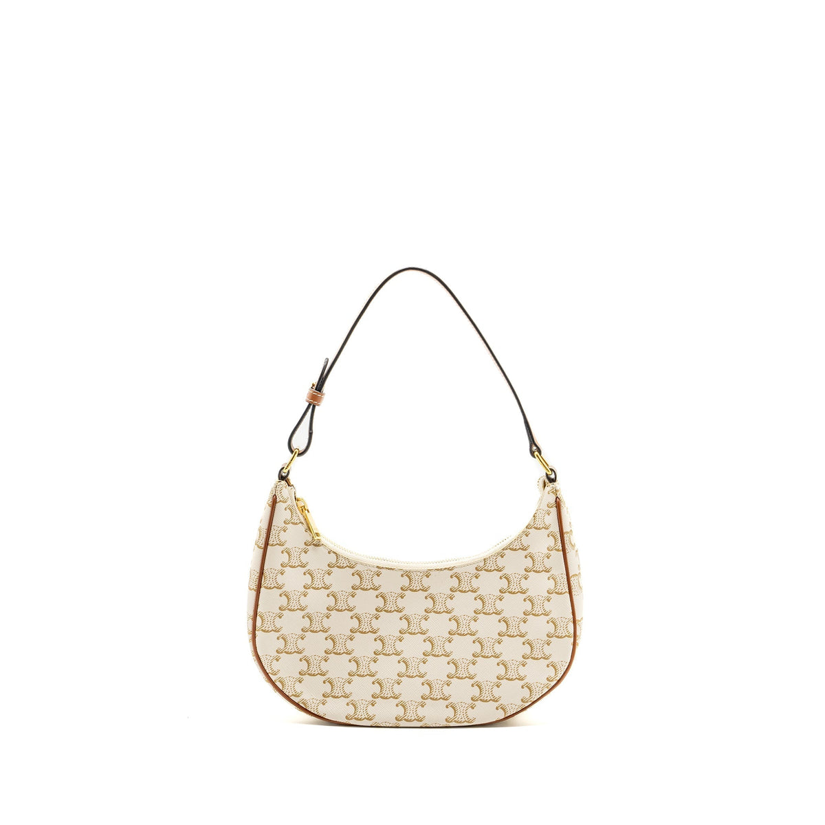 Celine Bags? Celine Ava bag triomphe canvas calfskin white GHW Premium Designer Shoulder Bag