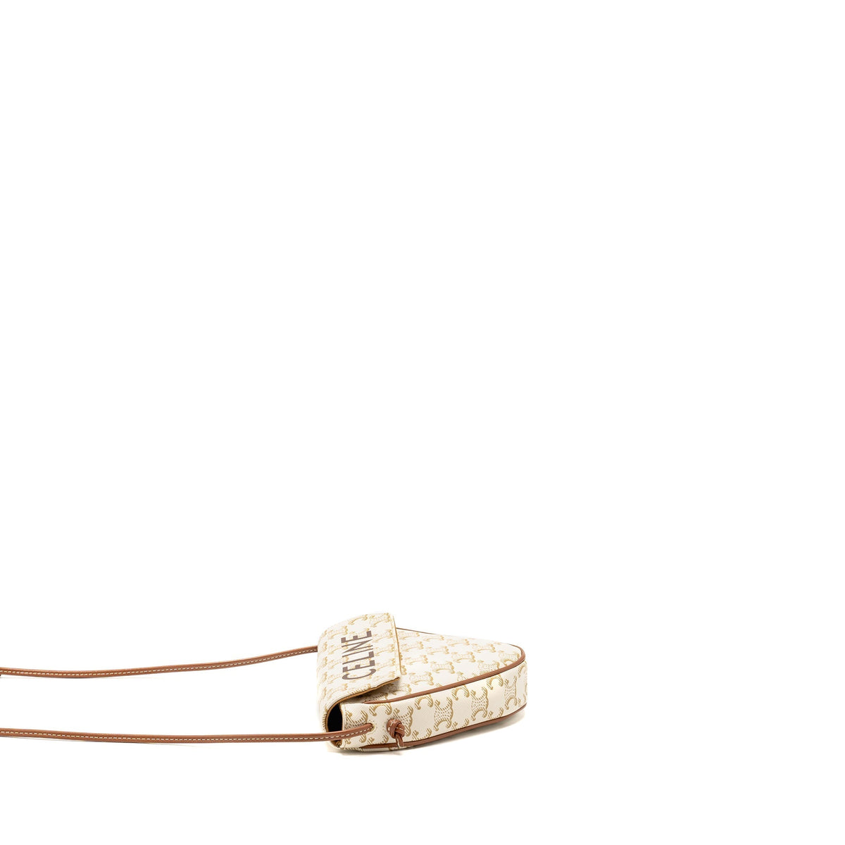 Celine Bags? Celine Triangle Shoulder Bag Triomphe Canvas White Tan Premium Designer Shoulder Bag