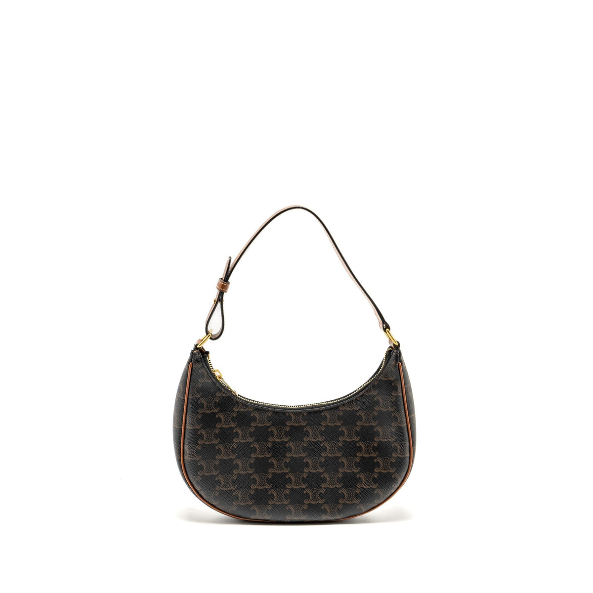Celine Bags? Celine Ava Bag Triomphe Canvas Calfskin Brown GHW Premium Designer Shoulder Bag