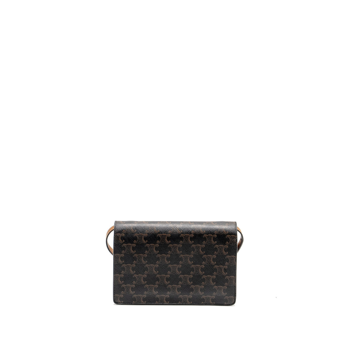 Celine Wallets? Celine Wallet On Strap Triomphe Canvas Smooth Lambskin Tan GHW Compact Luxury Card Wallet
