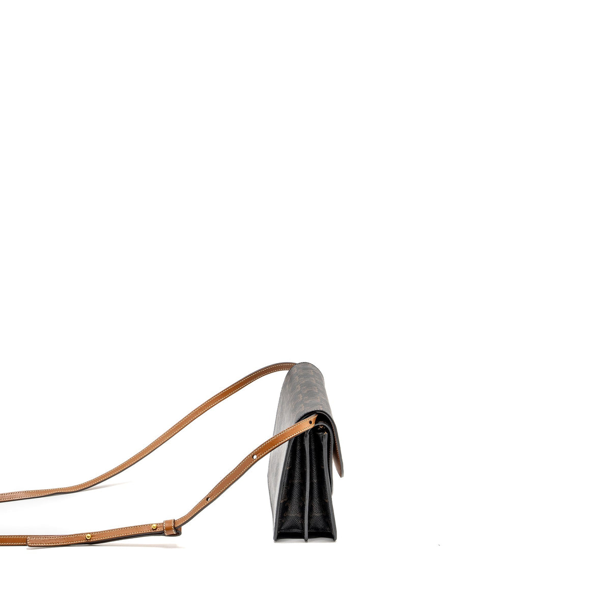 Celine Wallets? Celine Wallet On Strap Triomphe Canvas Smooth Lambskin Tan GHW Compact Luxury Card Wallet