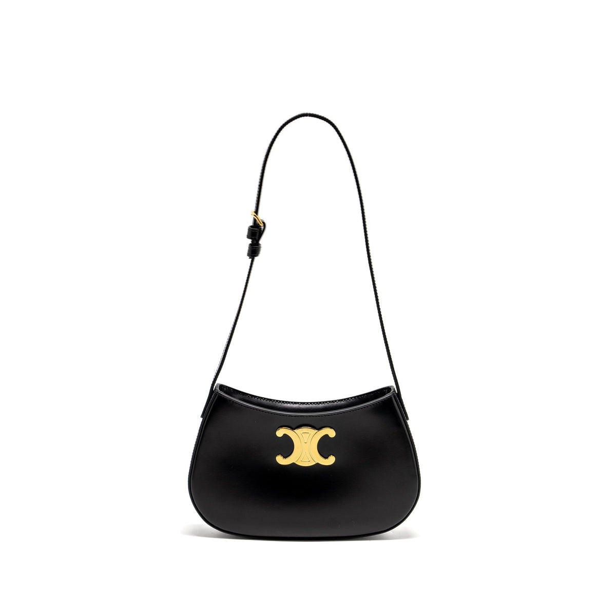 Celine Bags? Celine Medium Tilly Chic Shoulder Bag Shiny Calfskin Black GHW Luxury Designer Leather Handbag