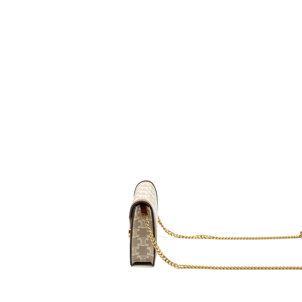 Celine Wallets? Celine Wallet on Chain Margo Triomphe Canvas Calfskin GHW Premium Leather Designer Wallet
