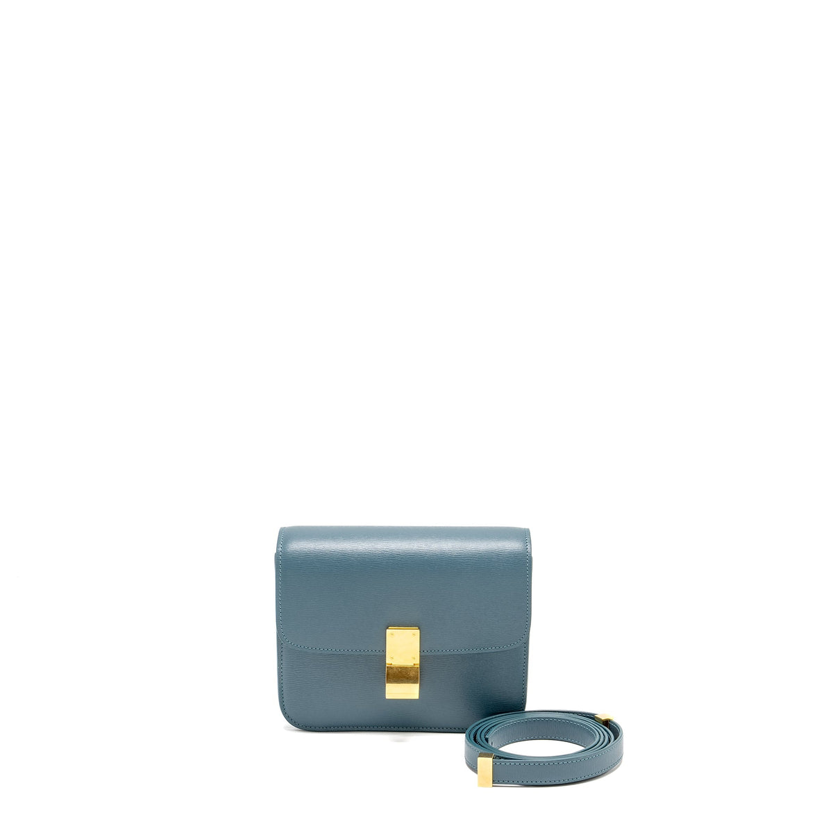 Celine Bags? Celine Teen Classic Box Bag Calfskin Green Smoke GHW Premium Designer Shoulder Bag