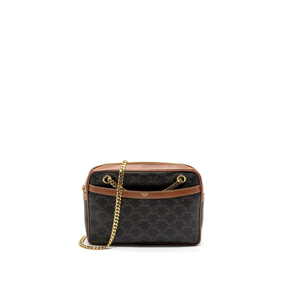 Celine Bags? Celine patapans bag triomphe canvas Leather brown GHW Premium Designer Shoulder Bag