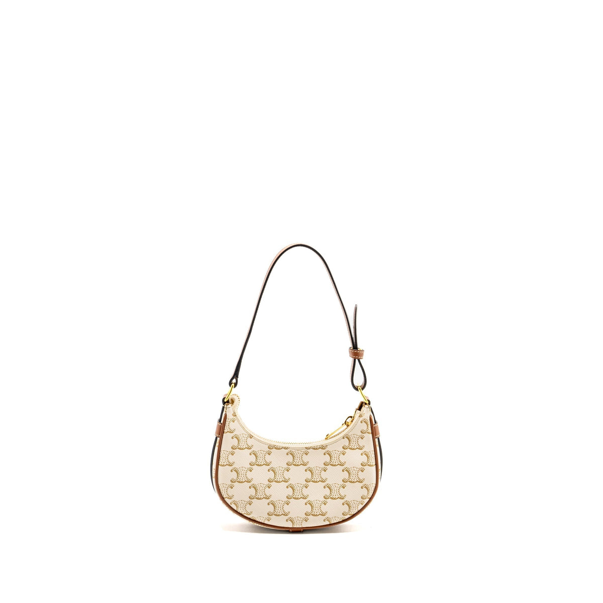 Celine Bags? Celine Mini Ava Bag Triomphe Canvas Calfskin White Brown GHW Luxury Designer Leather Handbag