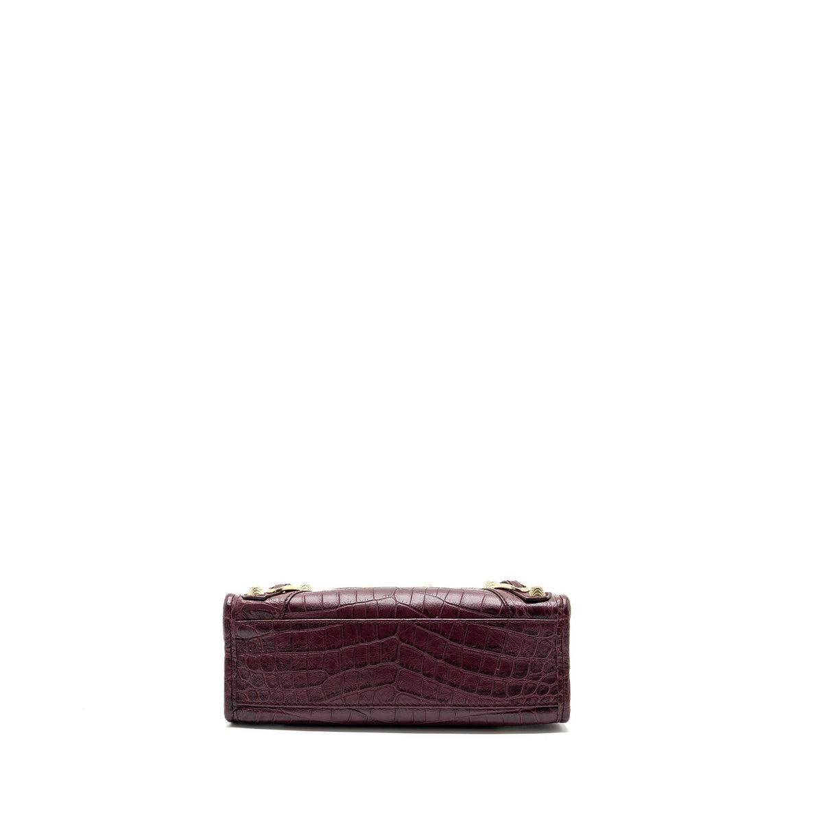 Balenciaga mini city bag croc embossed calfskin burgundy GHW — Designer Leather Handbag