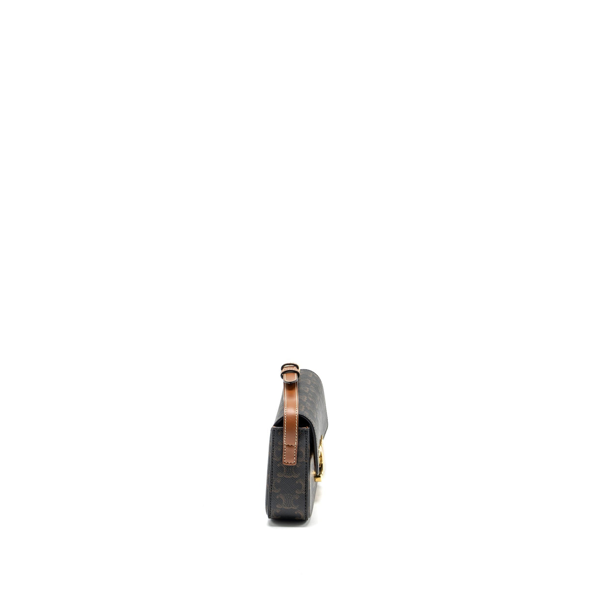 Celine Bags? Celine Triomphe Shouder Bag Triomphe Canvas Calfskin Tan GHW Premium Designer Shoulder Bag