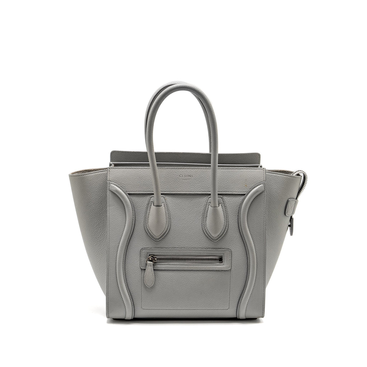 Celine Bags? Celine Micro Luggage Bag Calfskin Light Grey SHW Premium Designer Shoulder Bag