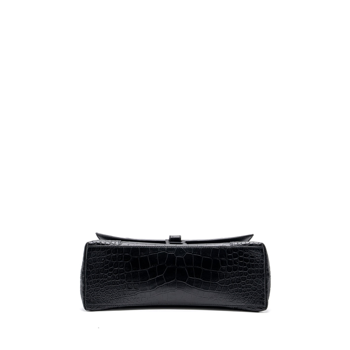 Balenciaga Downtown Small Shoudler Bag Crocodile Embossed Black with Black Hardware | Designer Shoulder Bag