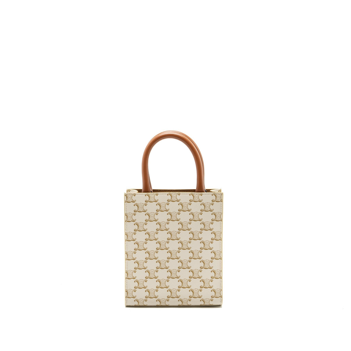 Celine Bags? Celine Mini Vertical Cabas Triomphe Canvas Calfskin White GHW Elegant Everyday Designer Handbag