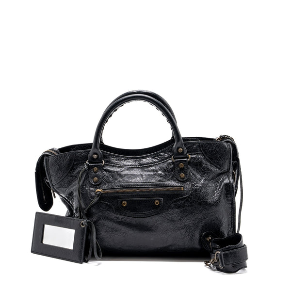 Balenciaga Classic City Bag leather Black Ruthenium Gold Hardware — Designer Leather Handbag