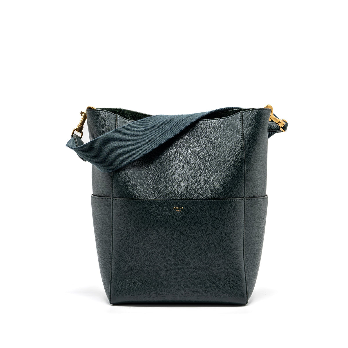 Celine Bags? Celine Sangle bucket bag calfskin dark green GHW Luxury Designer Leather Handbag