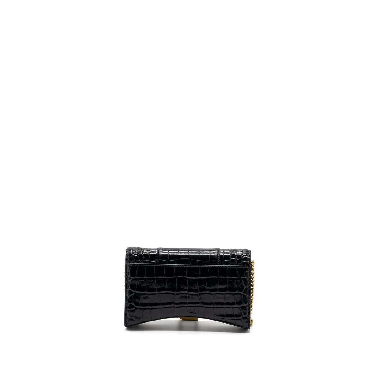 Balenciaga Hourglass Wallet On Chain Croc Embossed Calfskin Black GHW — Designer Chain Bag