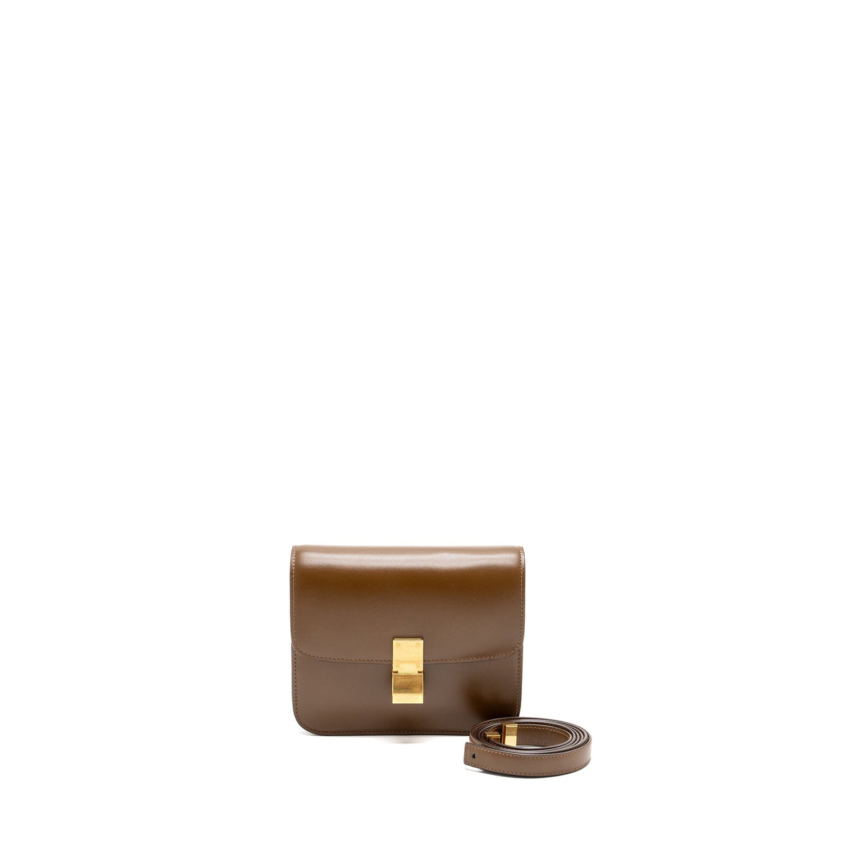 Celine Bags? Celine Teen classic box bag calfskin brown GHW Premium Designer Shoulder Bag