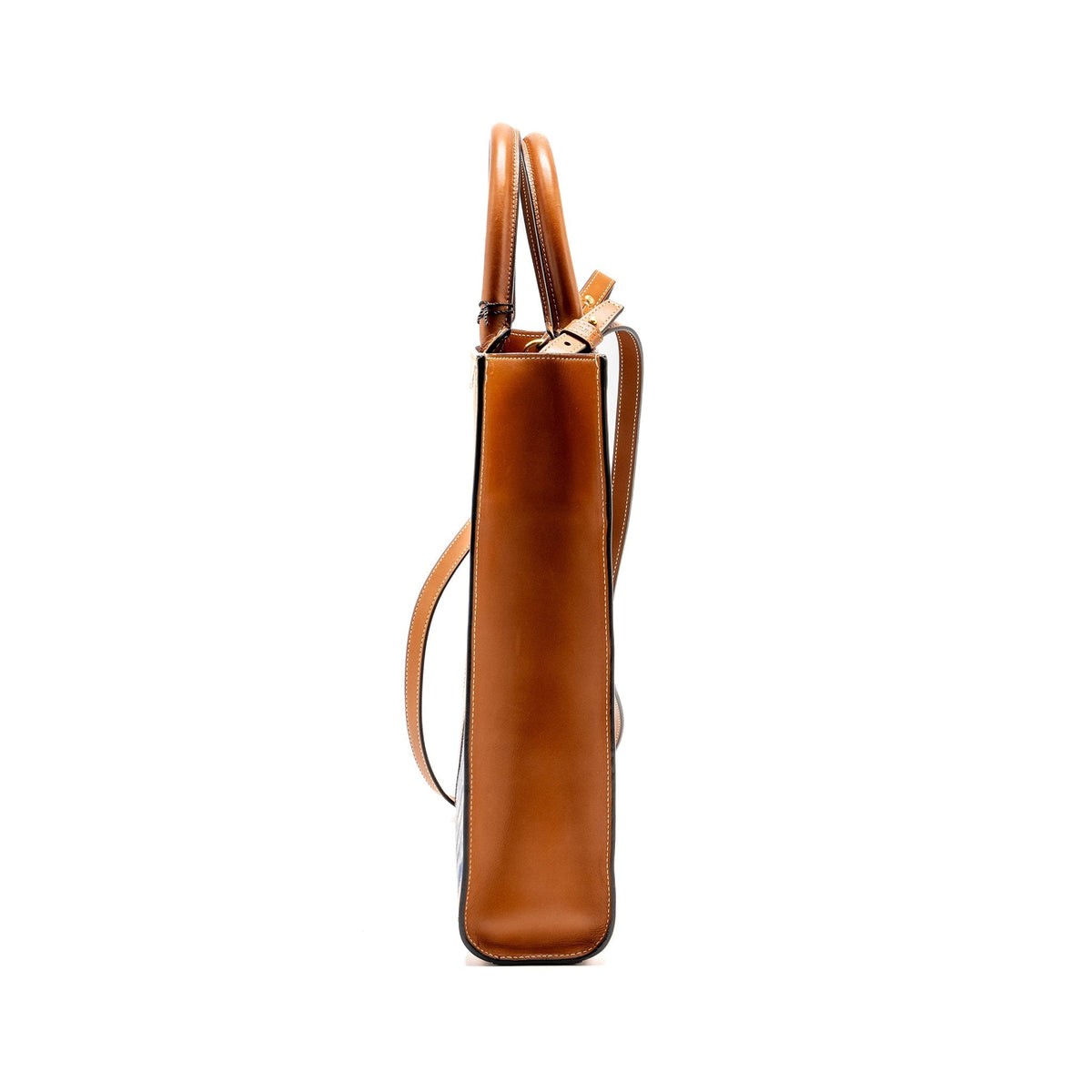 Celine Bags? Celine Vertical Cabas Tote in Triomphe Denim Leather Navy Tan GHW Premium Designer Shoulder Bag