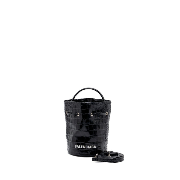 Balenciaga XS Everyday Drawstring Bucket Bag Black SHW — Designer Bucket Bag
