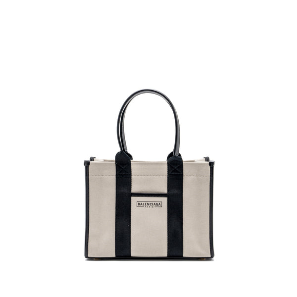 Balenciaga Small Tote Bag Canvas/ Leather Black/White GHW — Premium Leather Tote
