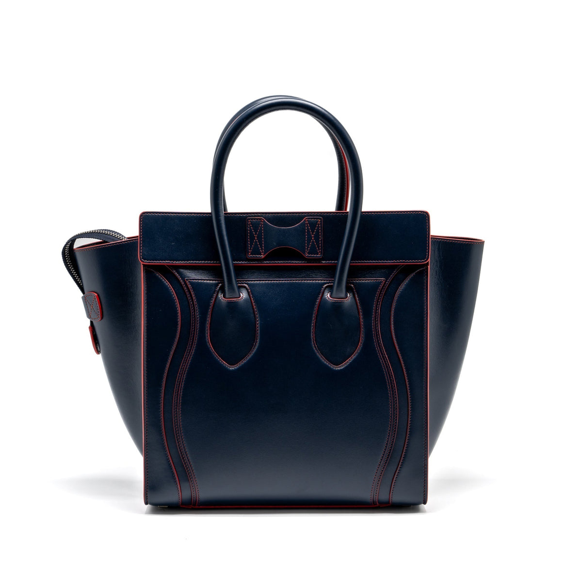 Celine Bags? Celine Luggage Tote Bag Calfskin Blue Red SHW Luxury Designer Leather Handbag