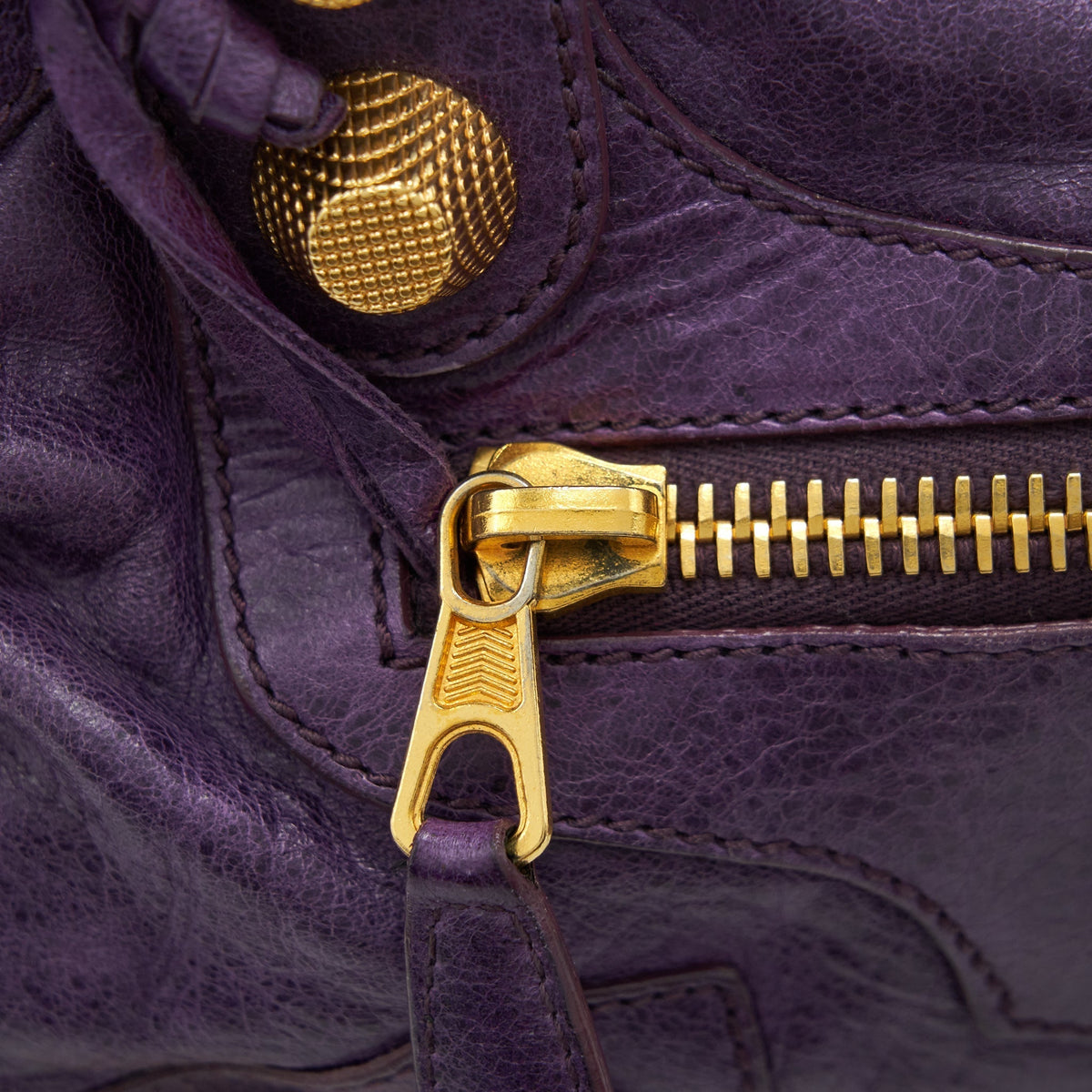 Balenciaga Giant City Bag Purple GHW — Designer Leather Handbag