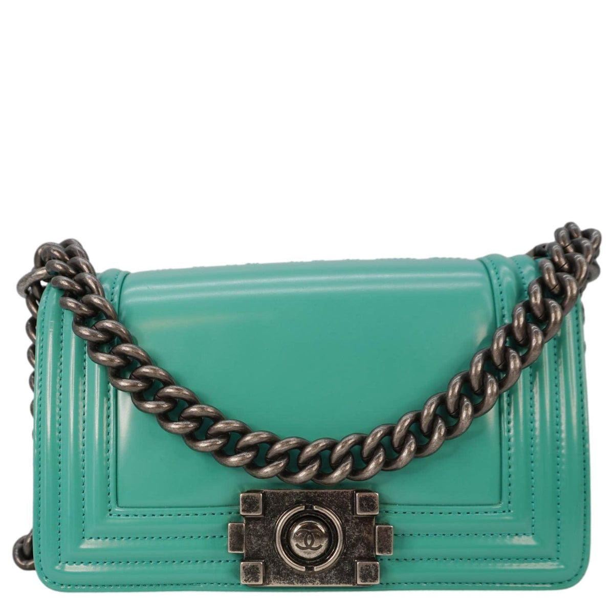 Chanel Bags Chanel Boy Small Patent Leather Shoulder Bag Green Elegant Everyday Designer Handbag