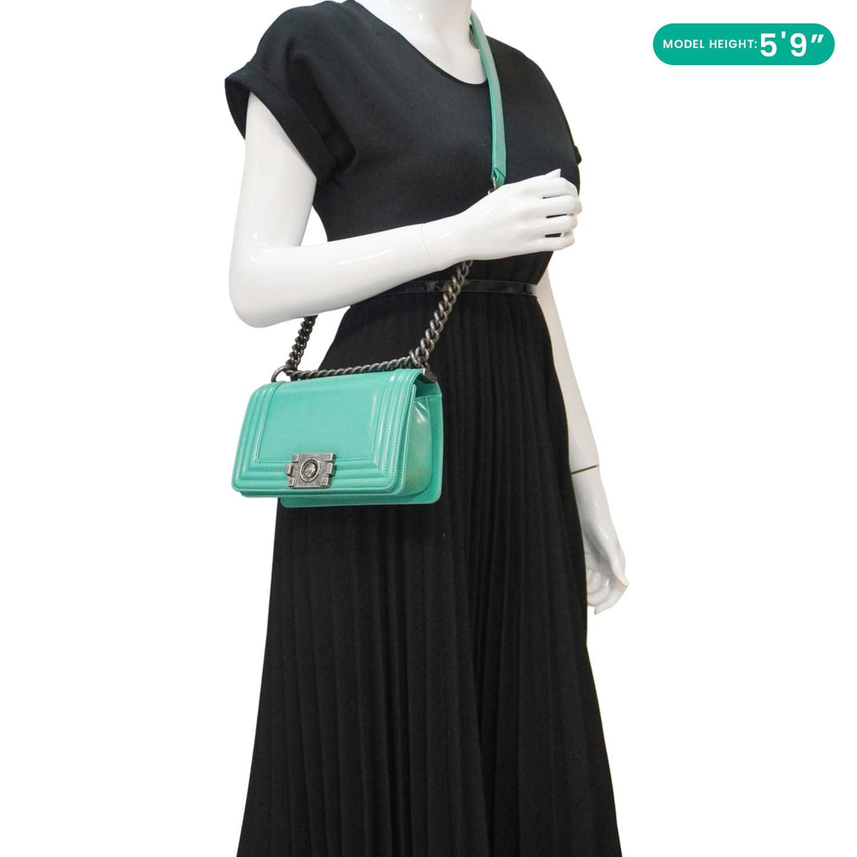 Chanel Bags Chanel Boy Small Patent Leather Shoulder Bag Green Elegant Everyday Designer Handbag