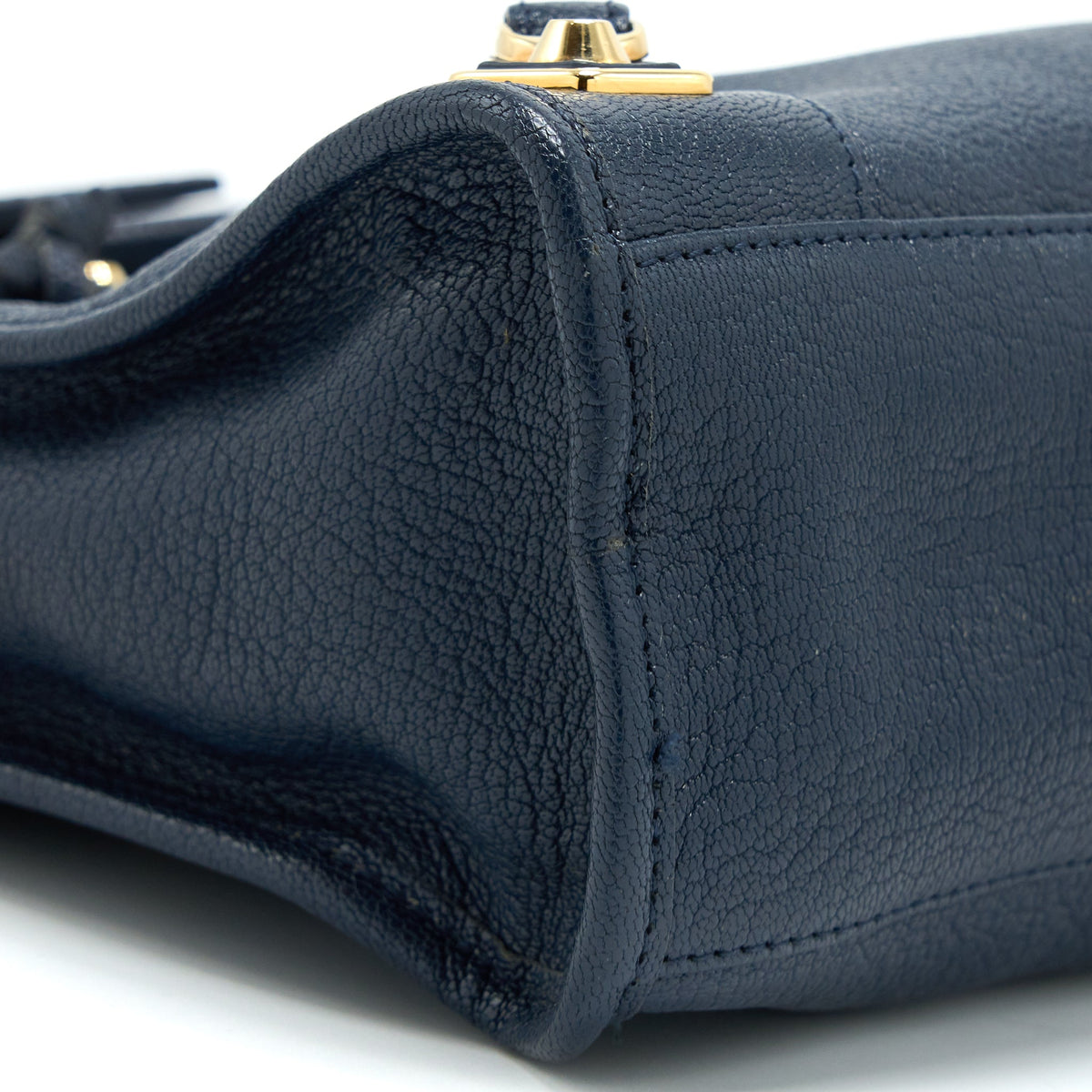 Balenciaga authentic luxury handbag Navy leather craftsmanship
