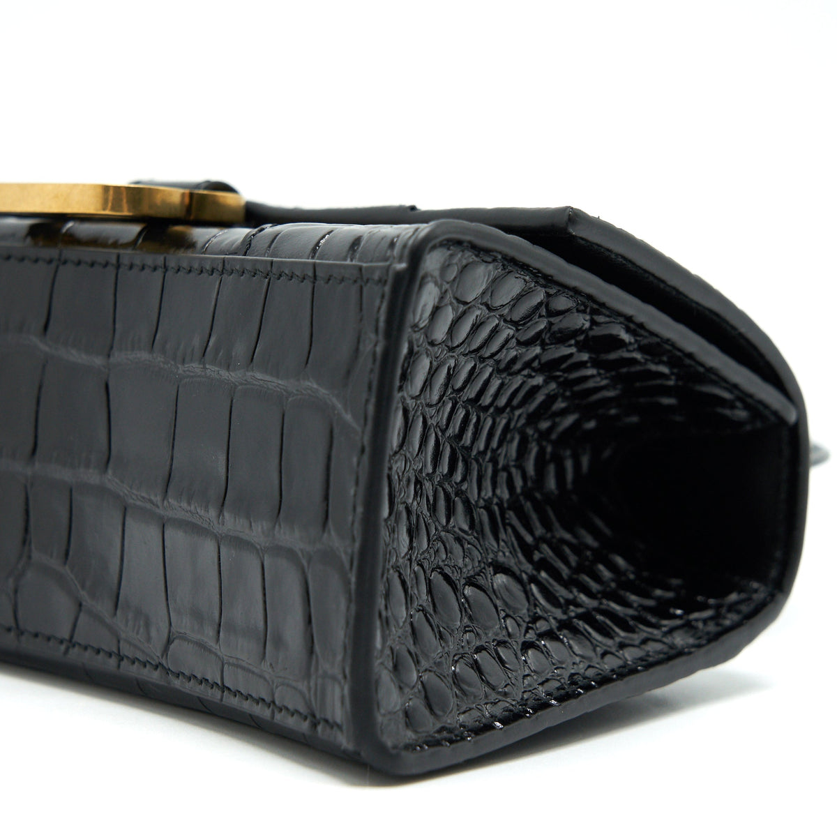 Balenciaga Hourglass XS Embossed calfksin black GHW | Designer Top Handle Bag