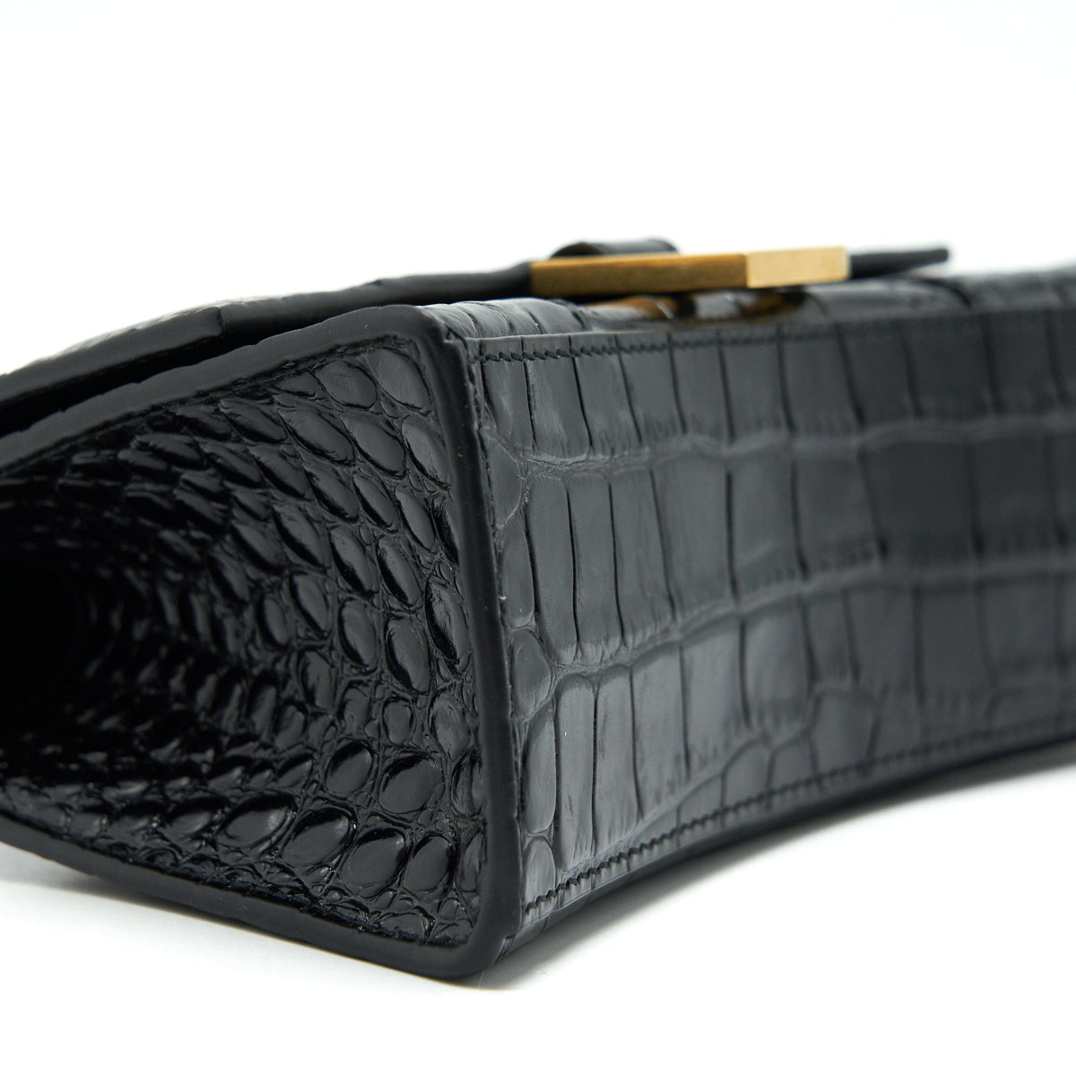 Balenciaga Hourglass XS Embossed calfksin black GHW | Designer Top Handle Bag