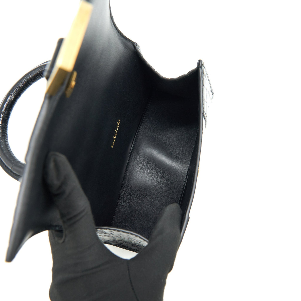 Balenciaga Hourglass XS Embossed calfksin black GHW | Designer Top Handle Bag