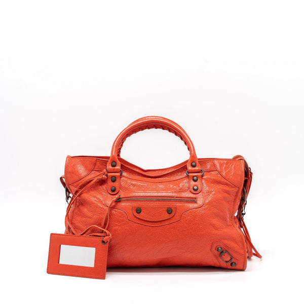 Balenciaga Classic City Bag Nappa Tomato/Red Black Hardware — Designer Leather Handbag