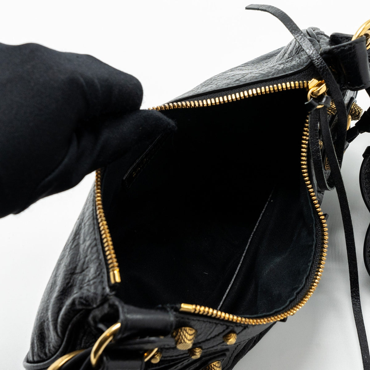 Balenciaga Le Cagole XS Lambskin Black GHW | Studded Leather Shoulder Bag