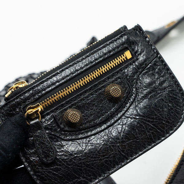 Balenciaga Le Cagole XS Lambskin Black GHW | Studded Leather Shoulder Bag