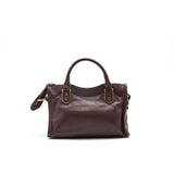 Balenciaga authentic luxury handbag Burgundy leather craftsmanship