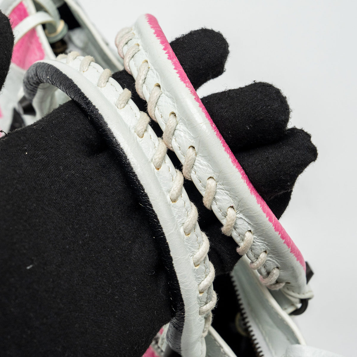 Balenciaga City Graffiti Classic Studs bag leather white / pink/ black with black hardware | Designer Luxury Handbag