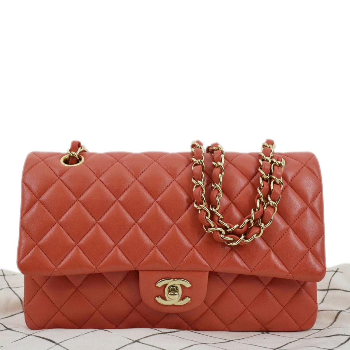 Chanel Bags Chanel Classic Medium Double Flap Quilted Leather Shoulder Bag Red Luxury Designer Leather Handbag