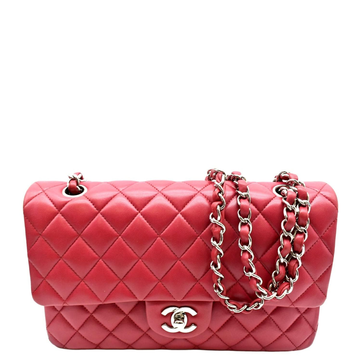 Chanel Bags Chanel Classic Medium Double Flap Quilted Leather Shoulder Bag Red Premium Designer Shoulder Bag