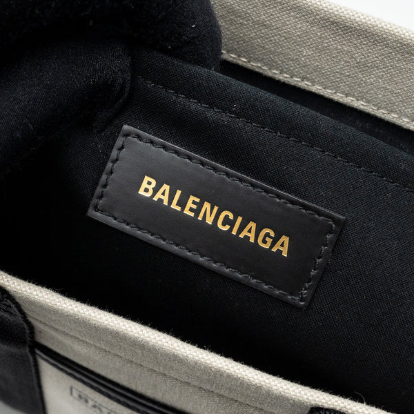 Balenciaga Small Tote Bag Canvas/ Leather Black/White GHW — Premium Leather Tote