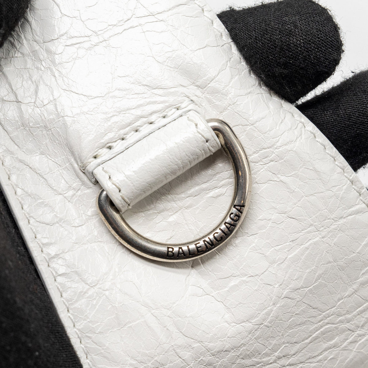 Side view of Balenciaga handbag White premium designer bag