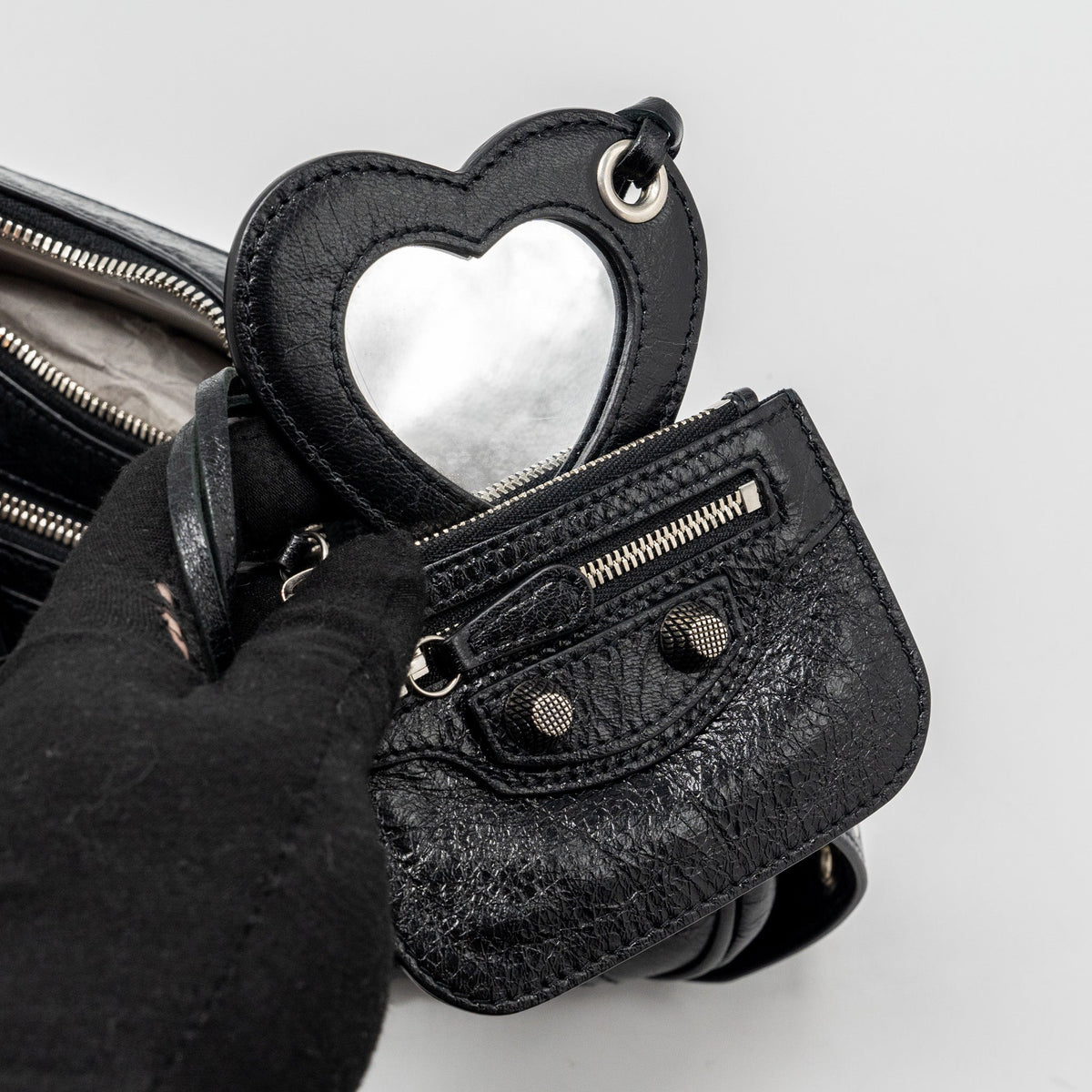 Balenciaga Le Cargole Small Shoulder Bag Lambskin Black SHW | Studded Leather Shoulder Bag