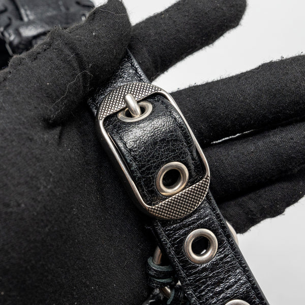 Balenciaga Le Cargole Small Shoulder Bag Lambskin Black SHW | Studded Leather Shoulder Bag
