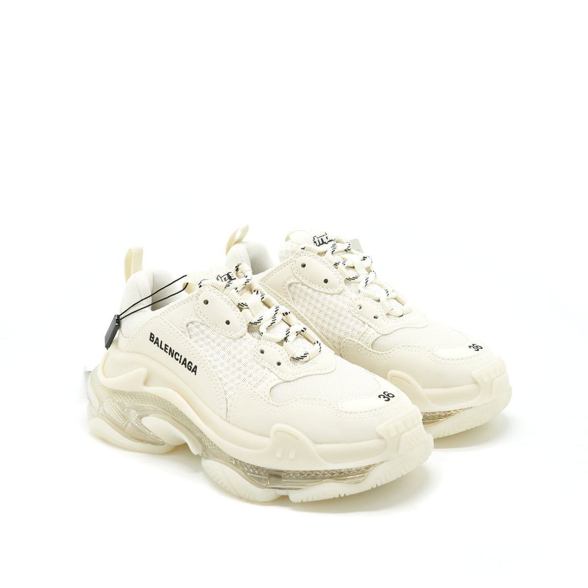 Balenciaga Size 36 Triple S Trainers Clear Sole White | Iconic Triple S Sneakers