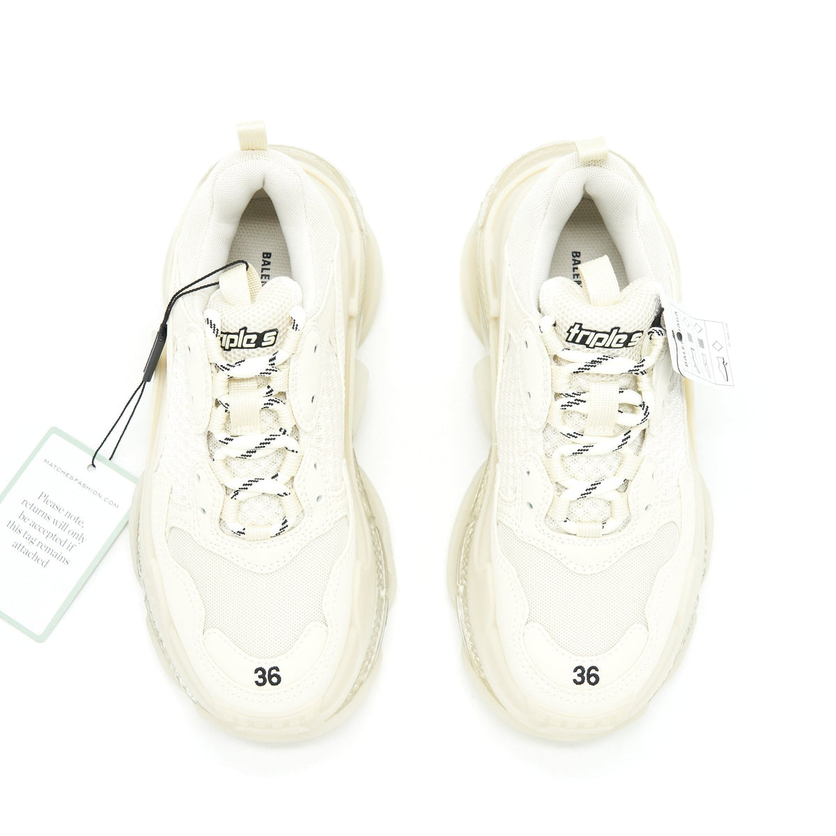 Balenciaga Size 36 Triple S Trainers Clear Sole White | Iconic Triple S Sneakers