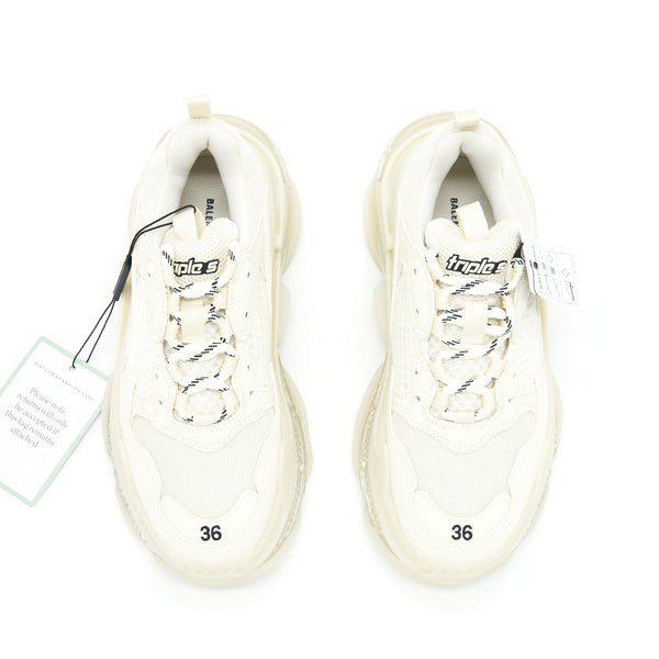 Balenciaga Size 36 Triple S Trainers Clear Sole White | Iconic Triple S Sneakers