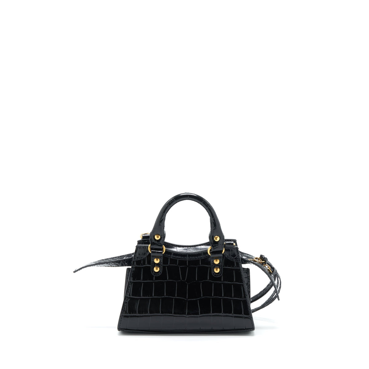 Side view of Balenciaga handbag Black premium designer bag