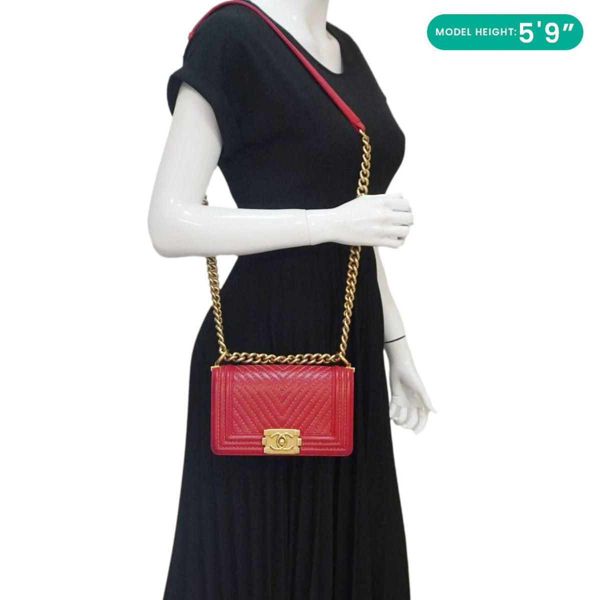 Chanel Bags Chanel Boy Flap Small Chevron Leather Shoulder Bag Red Luxury Designer Leather Handbag