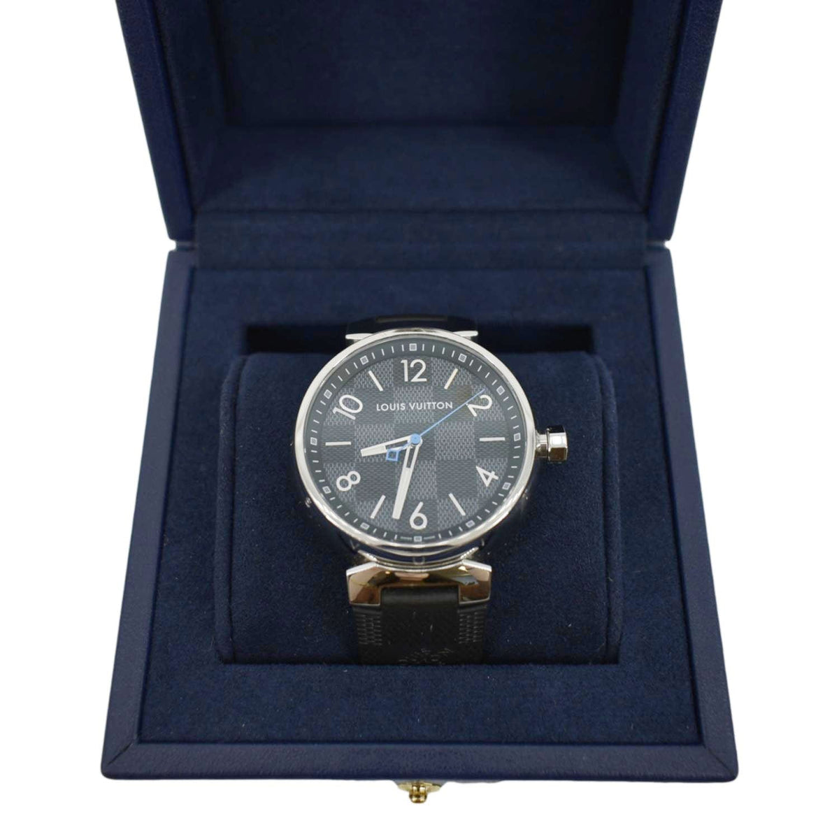 Side view of Louis Vuitton unisex black watch