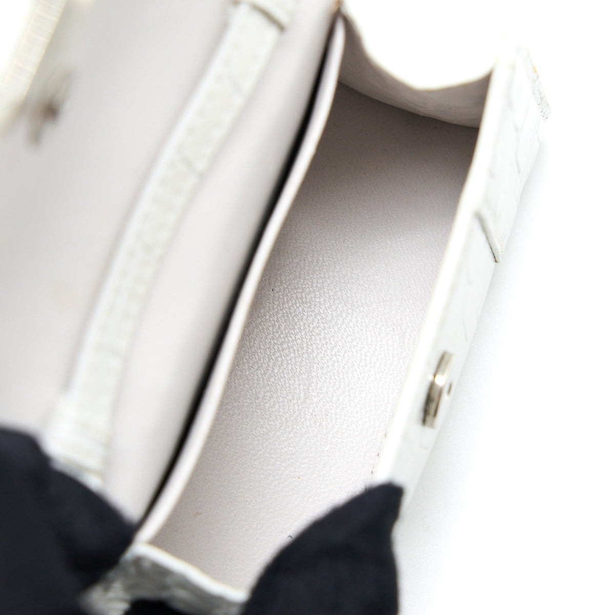Balenciaga Mini Hourglass Bag Croc Embossed Calfskin White SHW — Designer Top Handle Bag