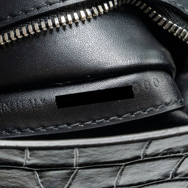 Balenciaga XXS Everyday Tote Bag Croc-Embossed Calfskin Black SHW — Premium Leather Tote